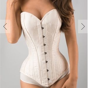 23-24” Exquisite Cream Brocade Longline Overbust Waist Trainer